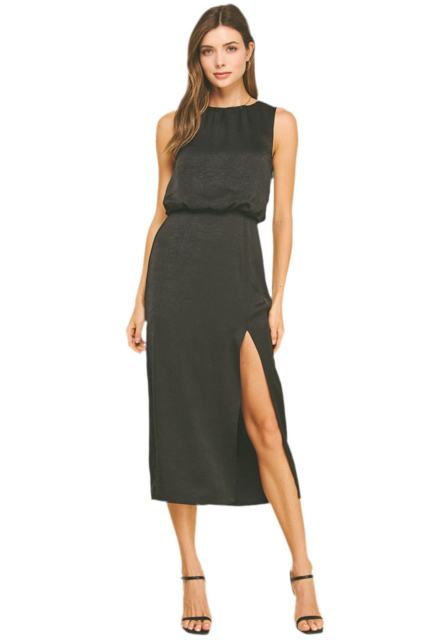 Sienna Side Slit Midi Dress I Black PRE ORDER