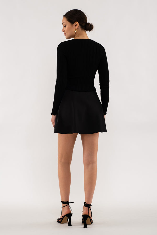 Satin Mini Skirt I Black
