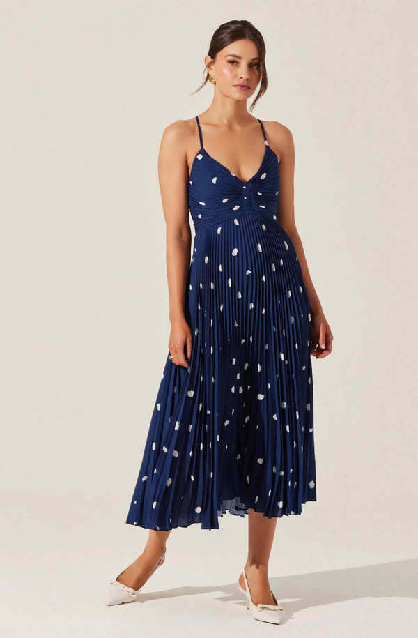 Blythe Midi Dress I Navy Polka Dot