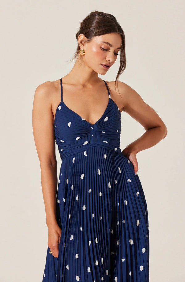 Blythe Midi Dress I Navy Polka Dot