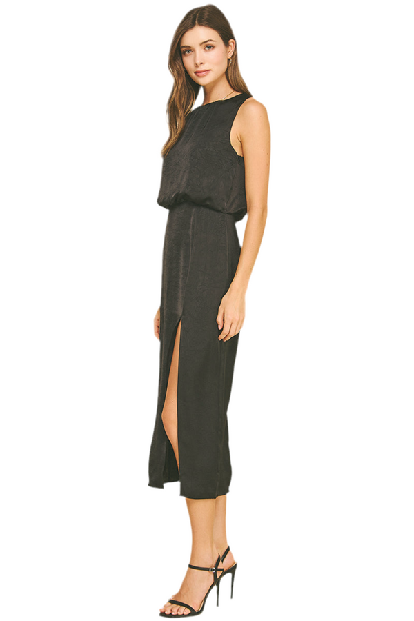 Sienna Side Slit Midi Dress I Black PRE ORDER