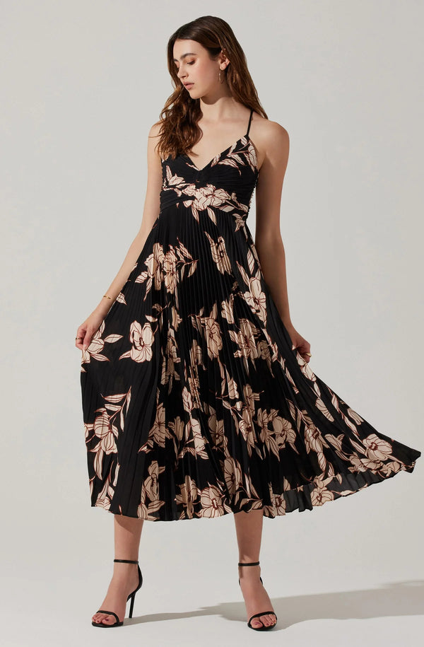 Blythe Midi Dress I Black Floral