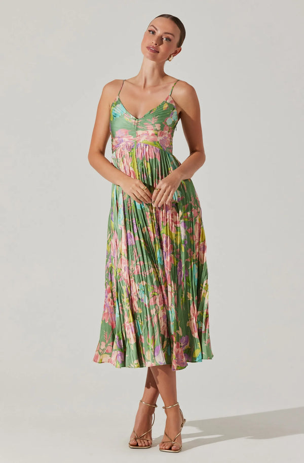 Maeve Dress I Green Pink Floral