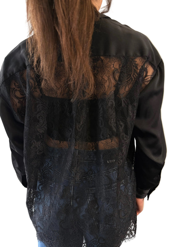 Lara Lace Back Satin Blouse