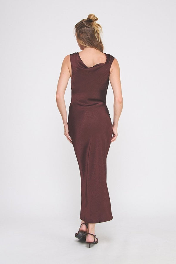 Dara Draped Midi Dress I Dark Fig PRE ORDER