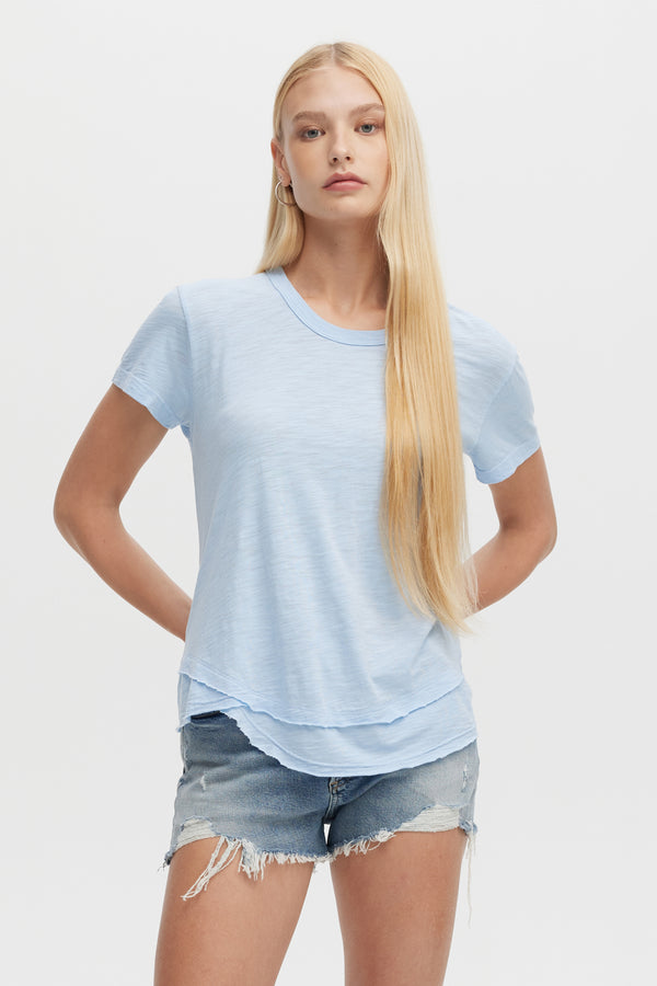 Ava Mock Layer T-shirt | Sky Blue