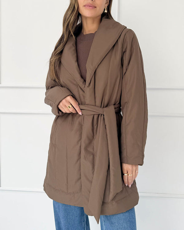 Quilted Robe Coat I Truffle