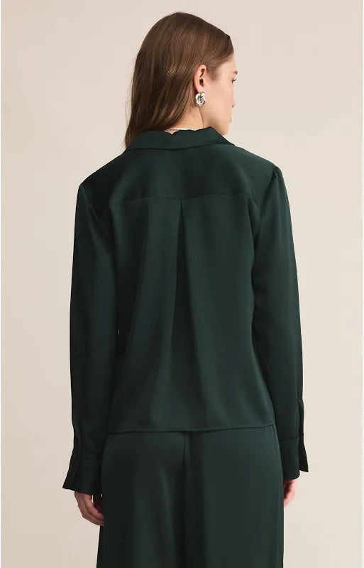 Ana Satin Top I Garland Green