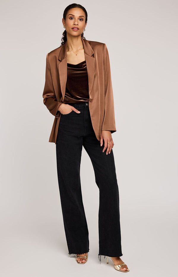 Dione Satin Blazer I Chestnut