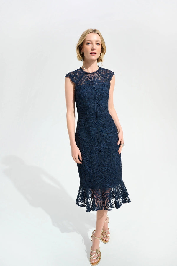 Victoria Lace Trumpet Dress I Navy