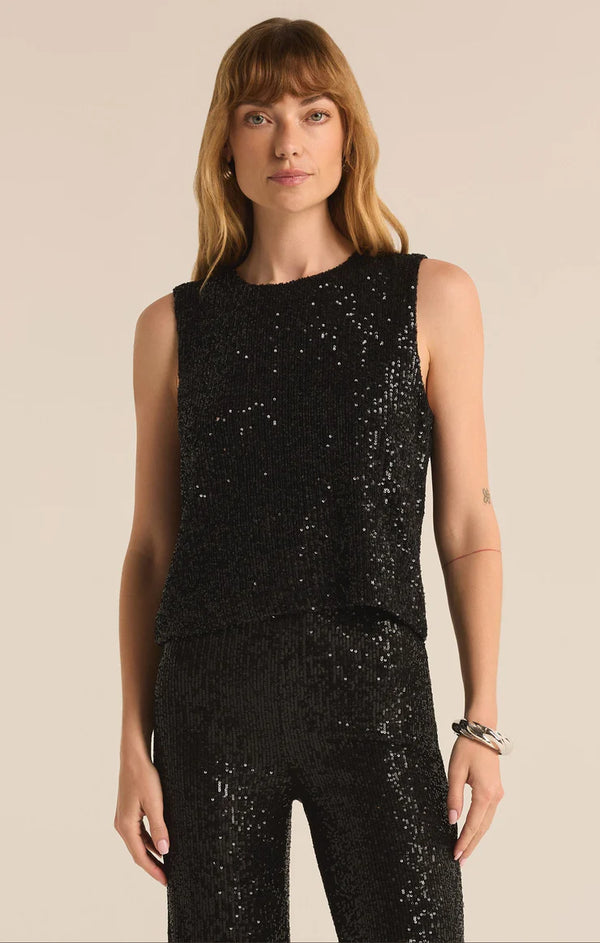 Sloane Sequin top I Black