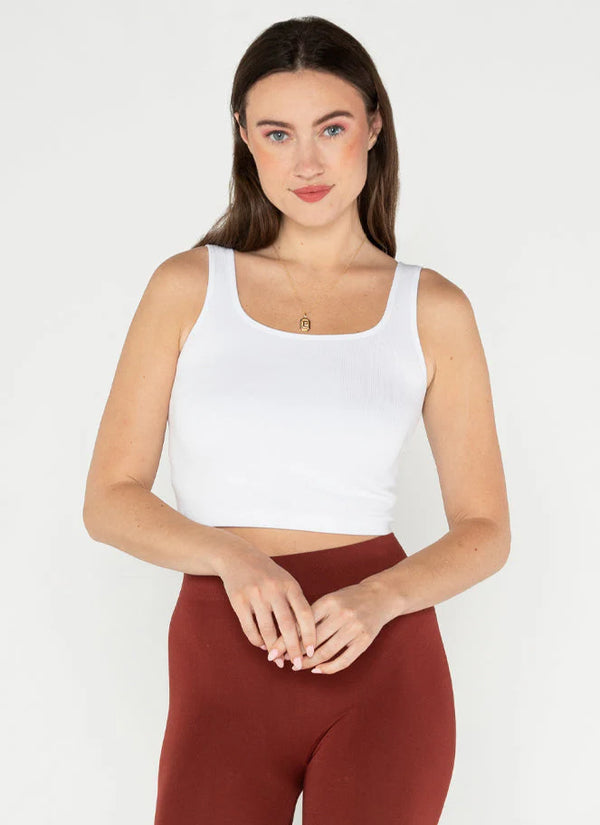 Bamboo Square neck tank I White