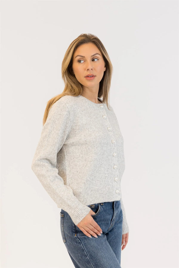 Aisha Pearl Cardigan I Light Grey