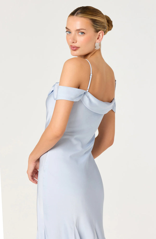 Araxie Satin Midi Dress I Baby Blue