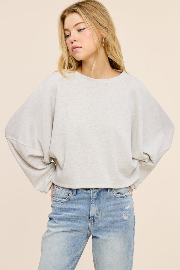 Long Sleeve Dolman Pullover I Ash Grey