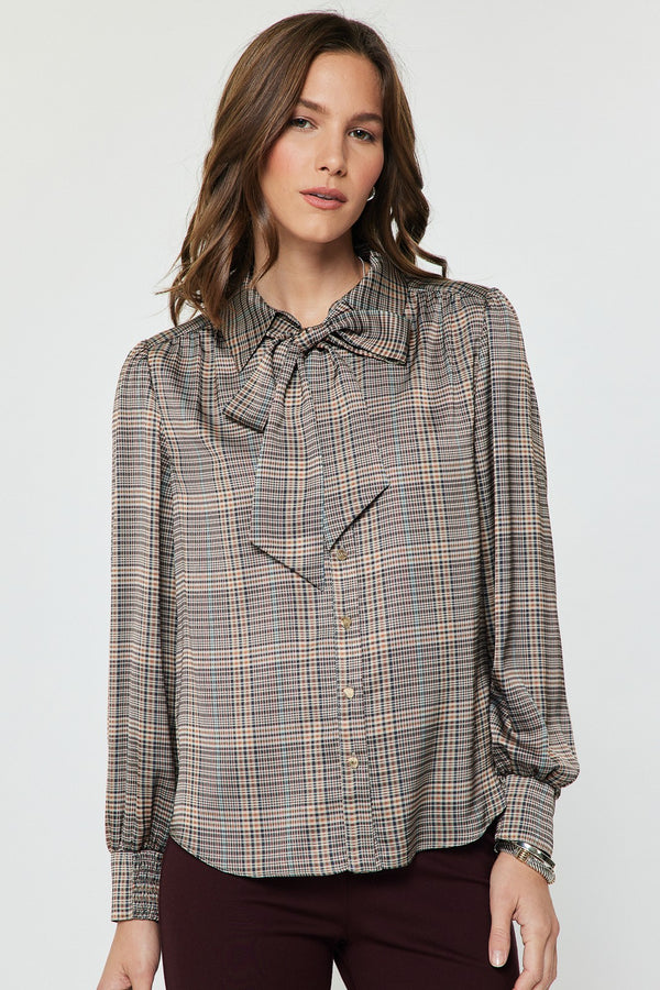 Tara Tie Blouse I Plaid