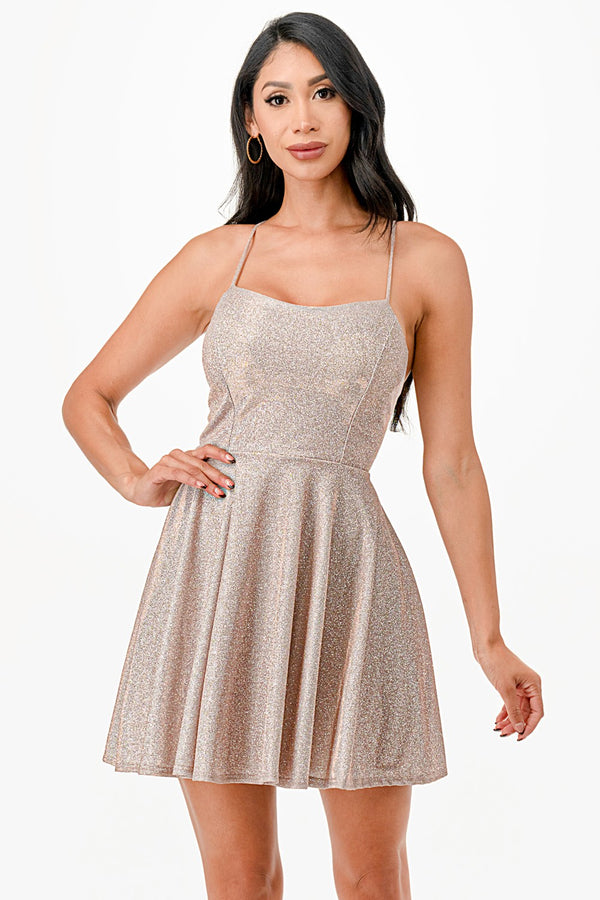 Sophia Mini Dress | Blush Shimmer