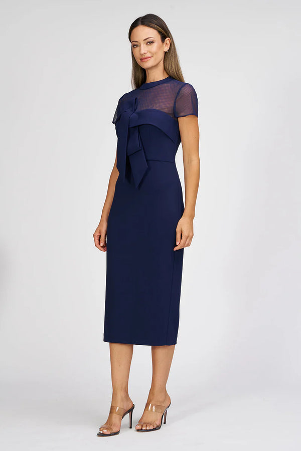 Roselle Bow Cocktail Dress I Navy