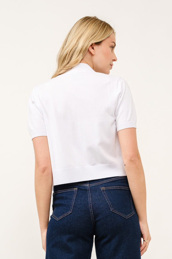Short Sleeve Open Bolero Cardigan I White
