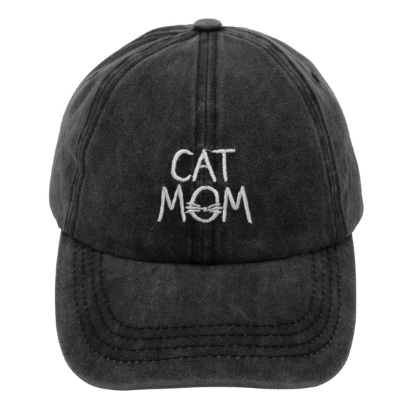 Cat Mom Cap I Washed Black