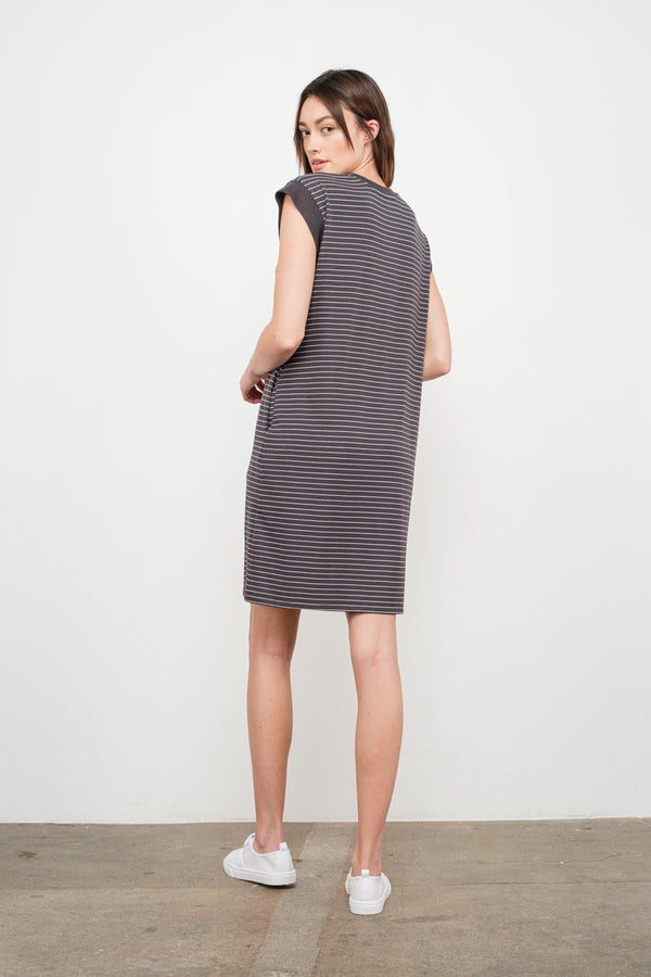 Stripe T-Shirt Dress I Charcoal