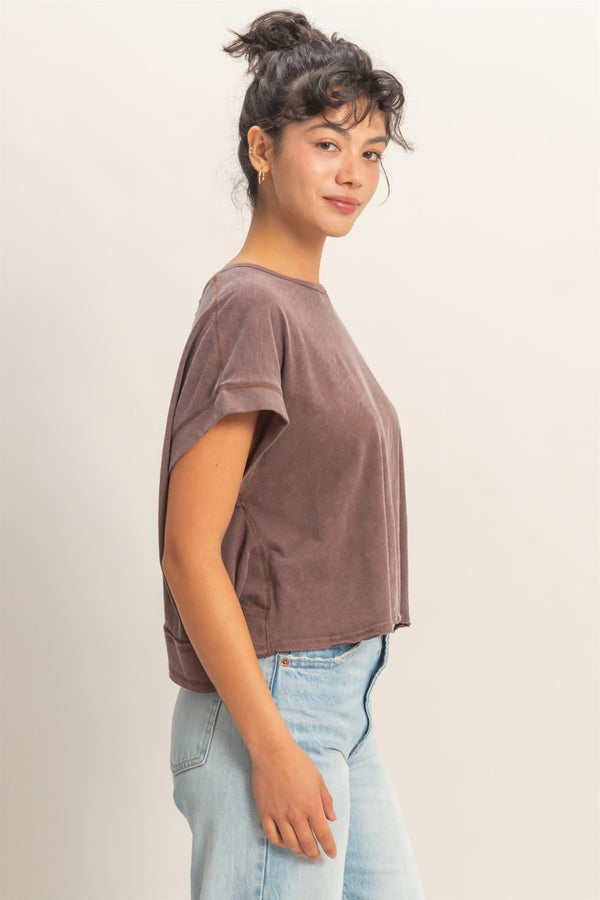 Peek-a-Boo Oversized Tee I Chocolate
