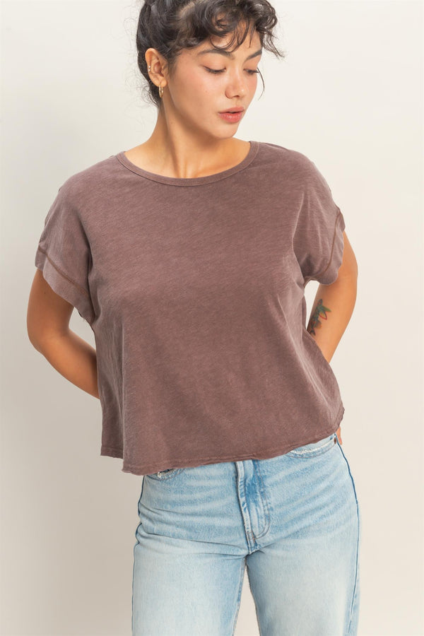 Peek-a-Boo Oversized Tee I Chocolate
