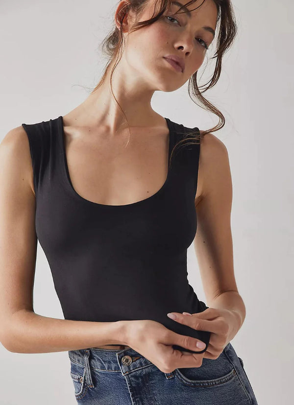 Clean Lines Muscle Cami I Black