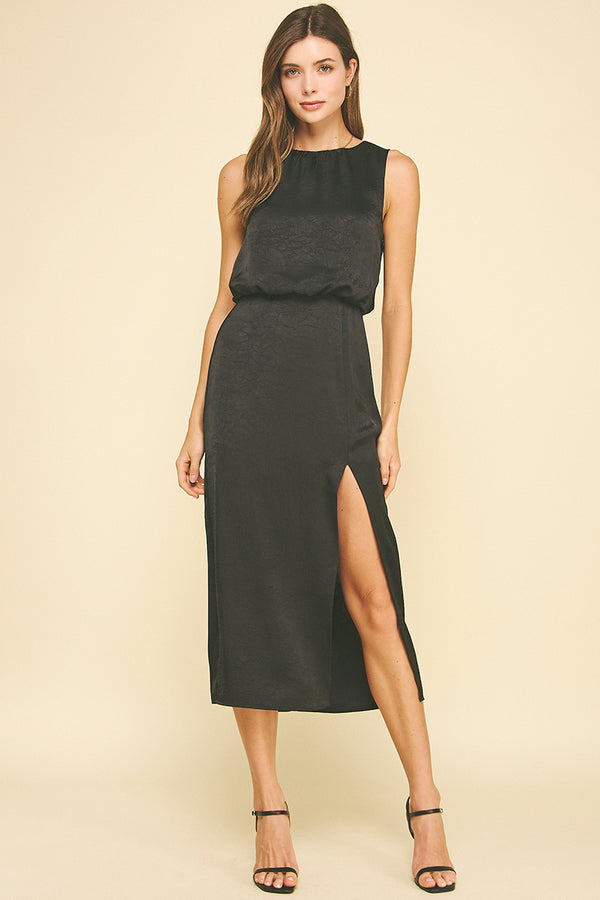 Sienna Side Slit Midi Dress I Black PRE ORDER
