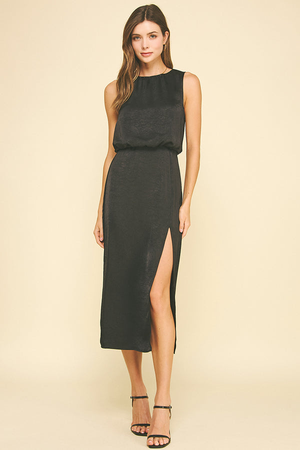 Sienna Side Slit Midi Dress I Black PRE ORDER