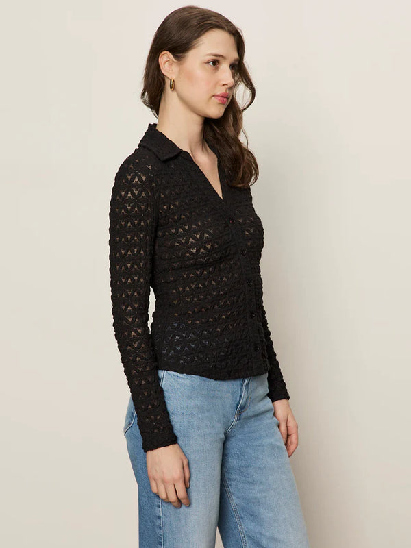 Dreamgirl Lace Button Up I Black