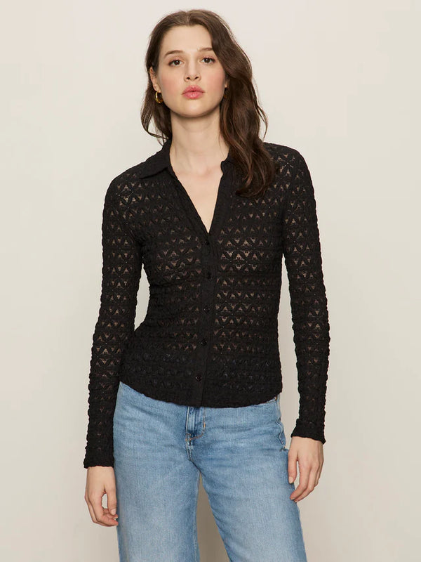 Dreamgirl Lace Button Up I Black