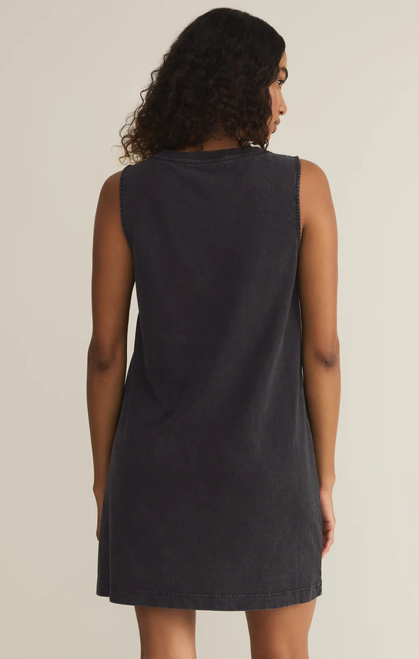 Sloane V neck Knit Denim Dress I Black