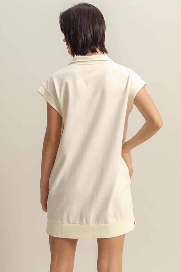 Quarter zip Dress I Cream