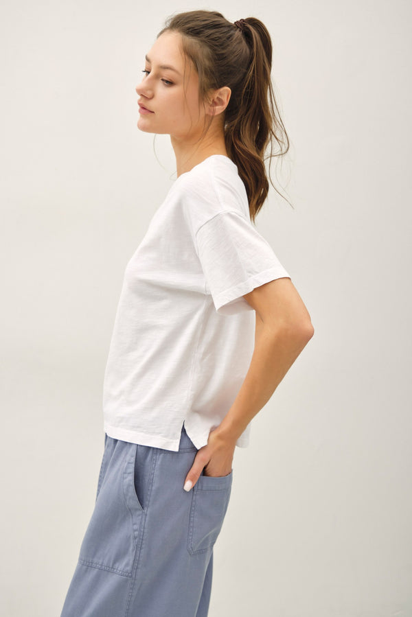 Cotton Slub Boxy Tee I White