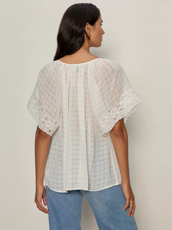 Easy Brunch Embroidered Blouse I Chalk