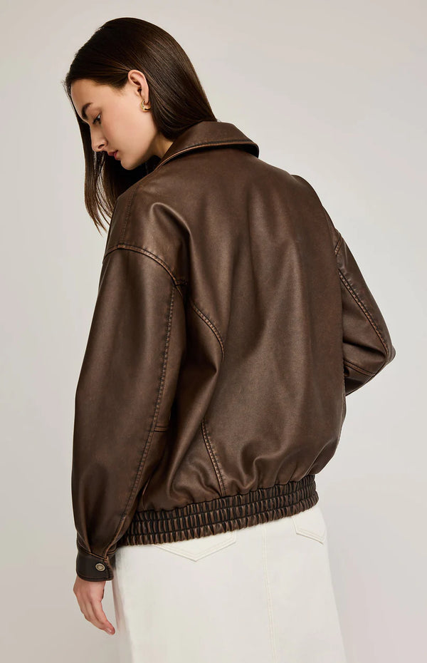 Danica Vegan Leather Bomber Jacket