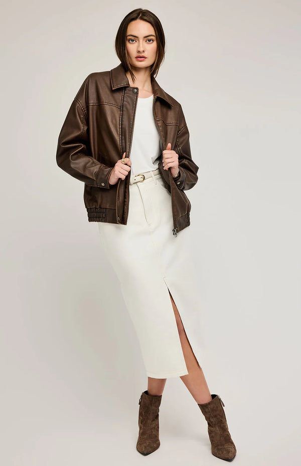 Danica Vegan Leather Bomber Jacket