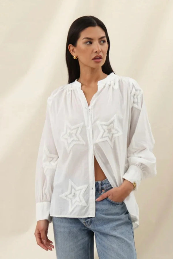 Estelle Star Detail Shirt I Ecru