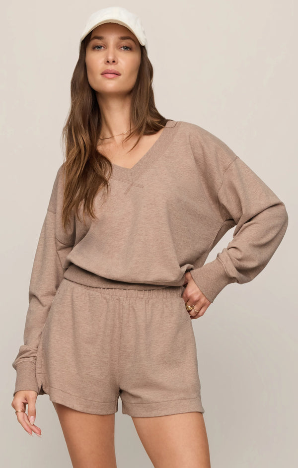The Everyday V Neck Sweatshirt I Heather Ash