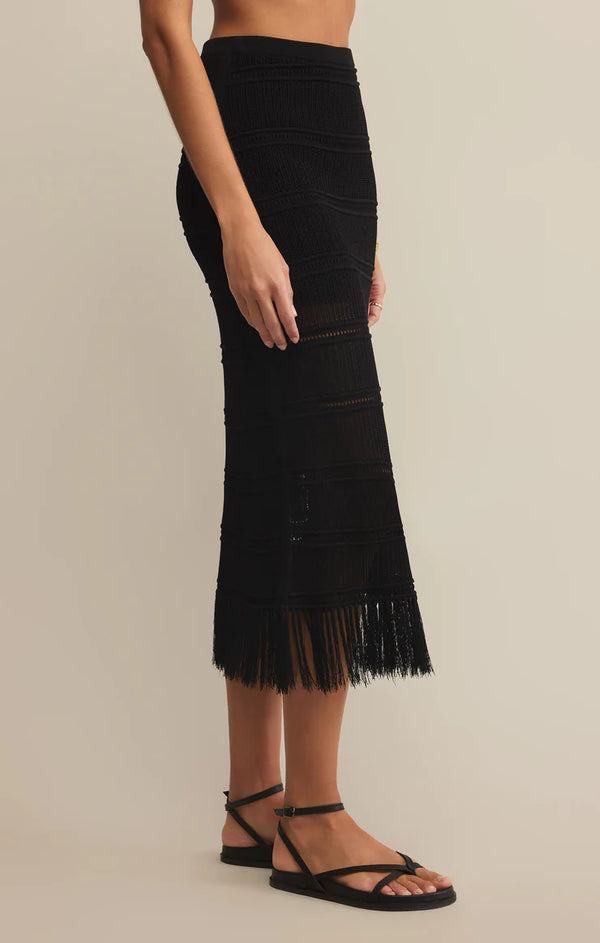 Flynn Crochet Midi Skirt I Black