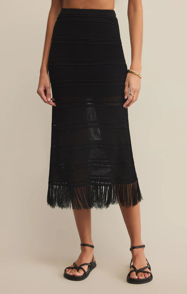 Flynn Crochet Midi Skirt I Black