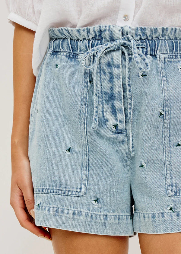 Foster Denim Shorts I Ivory Carnations