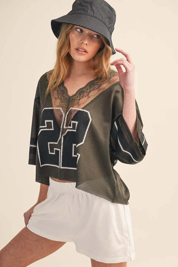 Game Day Lace Jersey I Olive Green