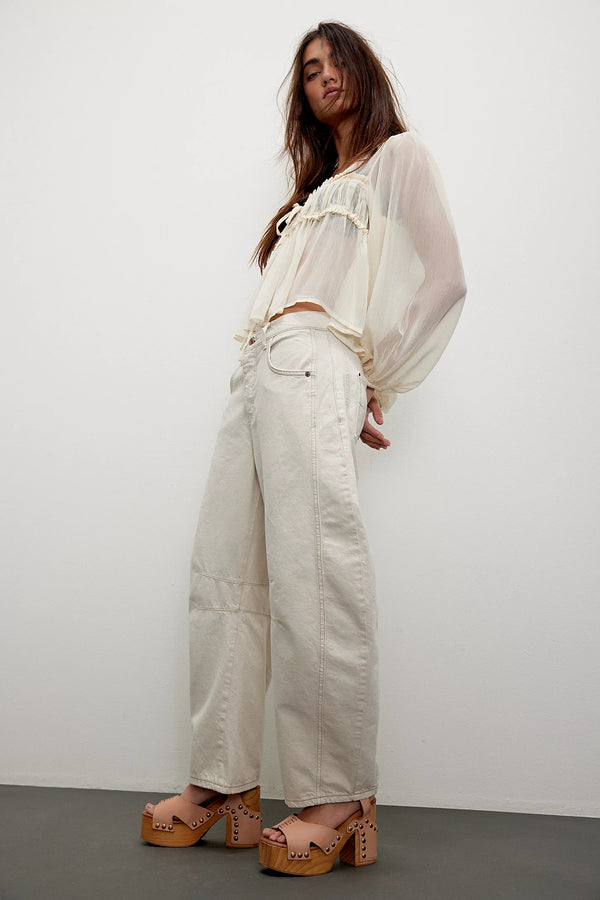 Good Luck Mid-Rise Barrel Jean I Milk