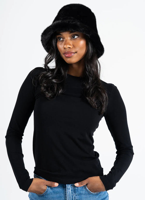 Faux Fur Bucket Hat I Black