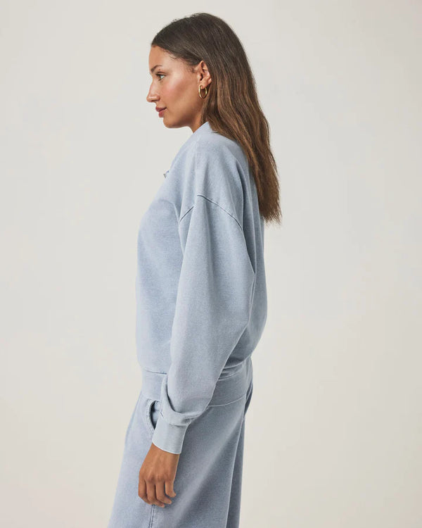 Hayden French Terry Quarter Zip I Bleached Indigo