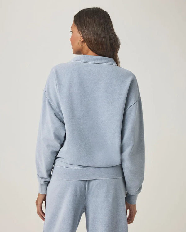 Hayden French Terry Quarter Zip I Bleached Indigo
