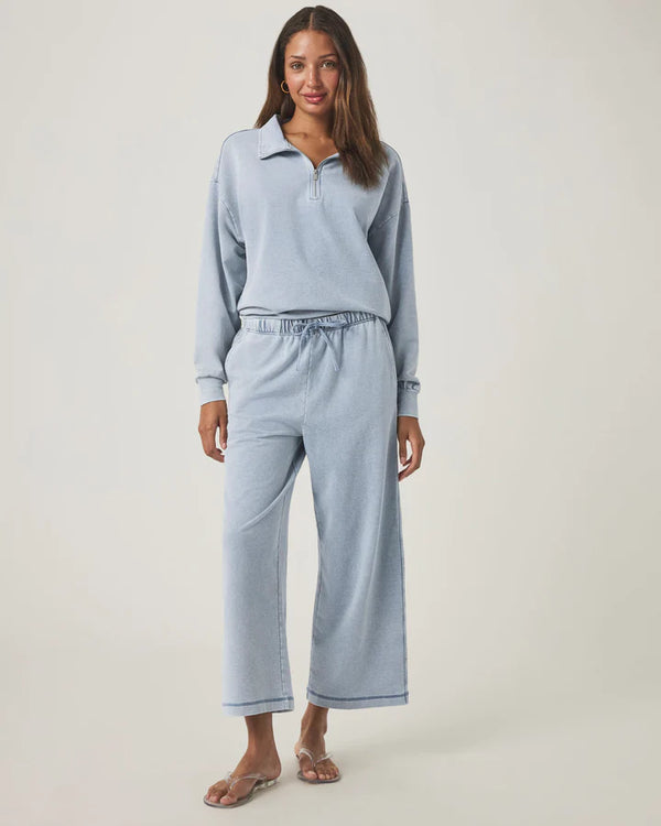 Hayden French Terry Quarter Zip I Bleached Indigo