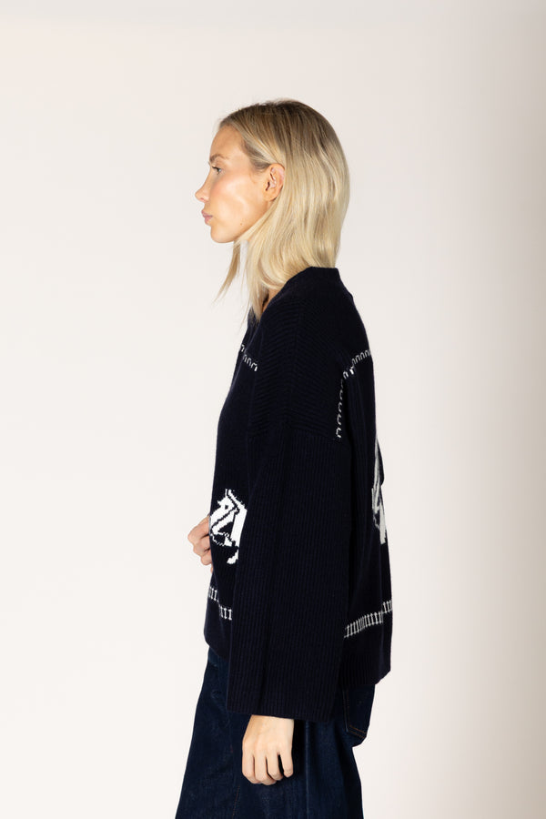 Fair Isle Open Cardigan I Navy